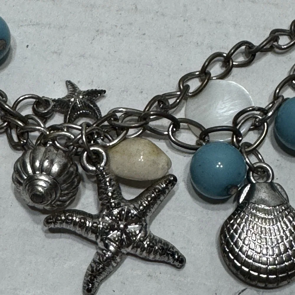 Crystal Couture Set Seashell Necklace Starfish Silver Earrings Beach Nautical